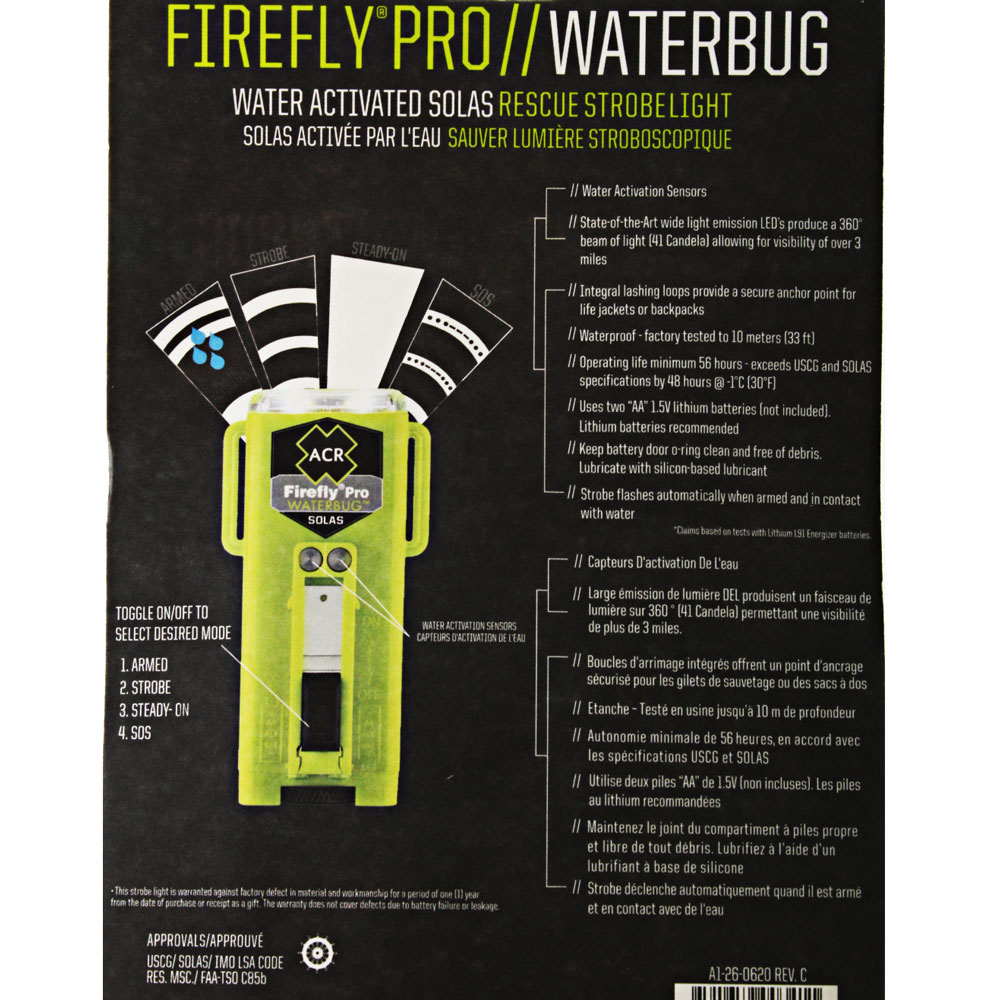 ACR Firefly PRO Waterbug Emergency Distress Strobe Light 2 ACR Firefly PRO Waterbug Emergency Distress Strobe Light - Image 2